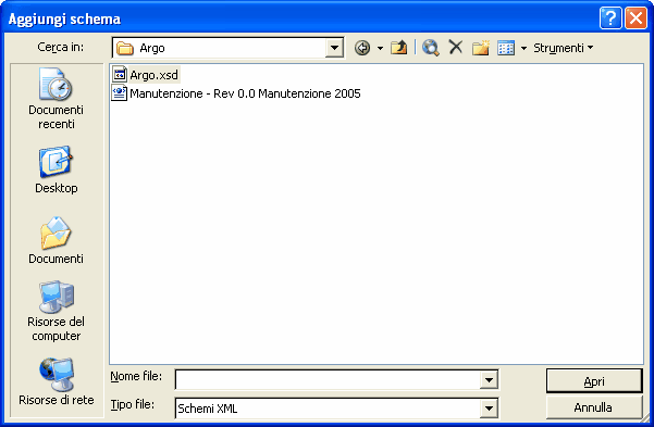 Seleziona file XSD